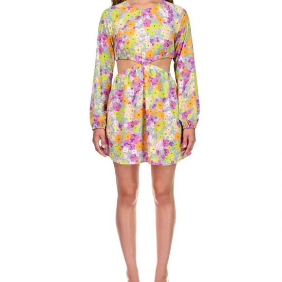 NWT Sanctuary Long-Sleeve Cut-Out Dress in Fresh Garden Size Medium - Picture 4 of 10